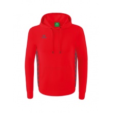 Erima Hooded Sweatshirt Essential Team Hooded Sweat (soft cotton, ribbed cuffs) red/grey Men